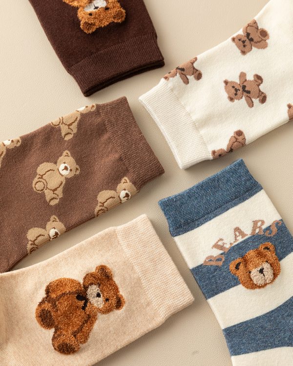 Womens Novelty Funny Crew Socks, Little Bear Socks, Animal Patterned Socks for Girl's Gift - Image 2