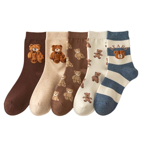 Womens Novelty Funny Crew Socks, Little Bear Socks, Animal Patterned Socks for Girl's Gift